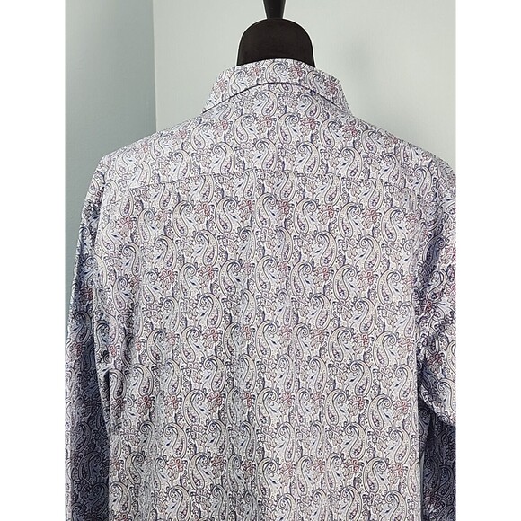 Bugatchi Shaped Fit Long Sleeve Button Down Shirt Comfort Stretch XXL Paisley - Picture 10 of 16
